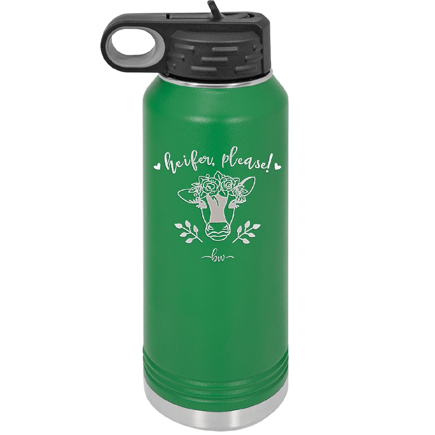 Heifer Please Floral - Laser Engraved Stainless Steel Drinkware - 1507 -