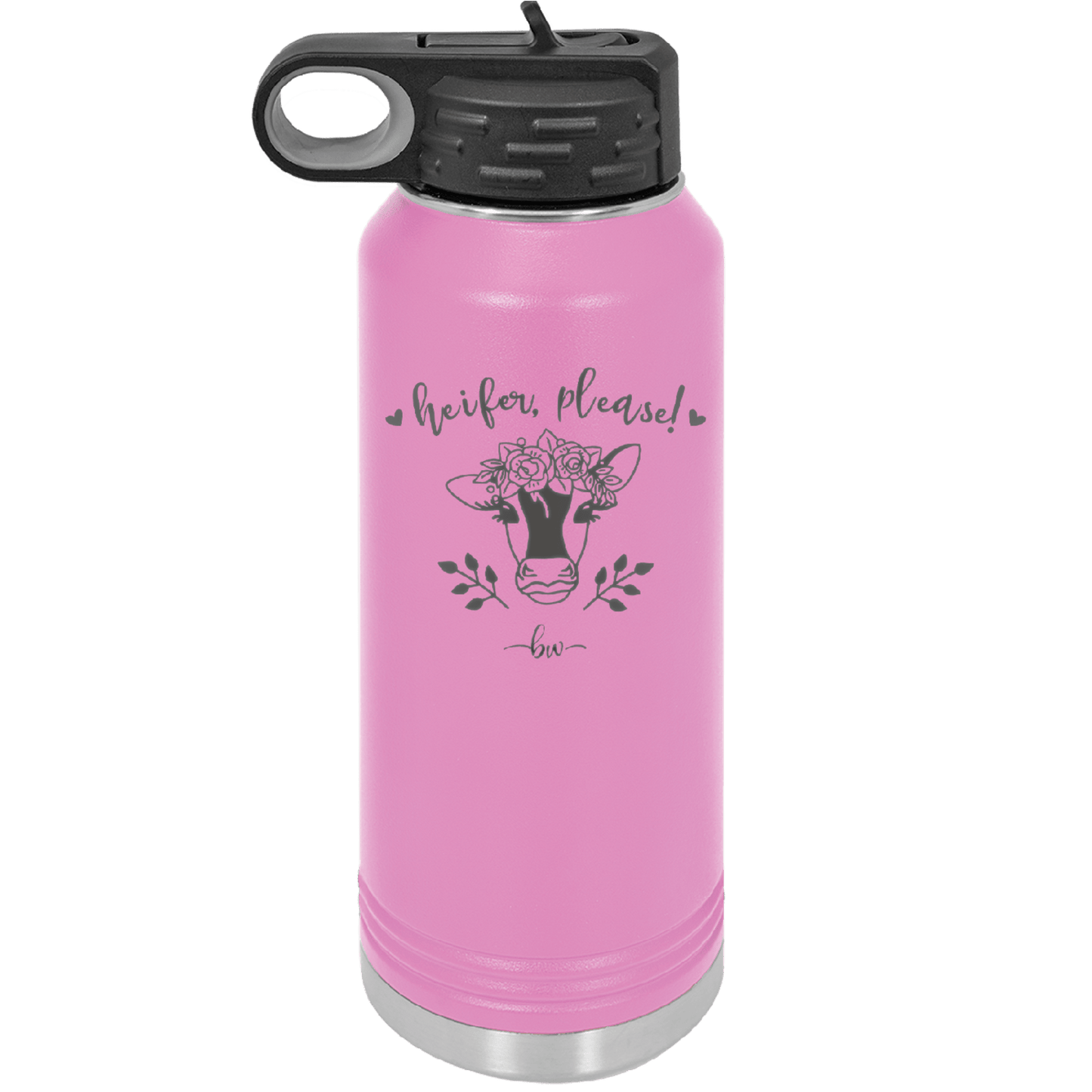 Heifer Please Floral - Laser Engraved Stainless Steel Drinkware - 1507 -