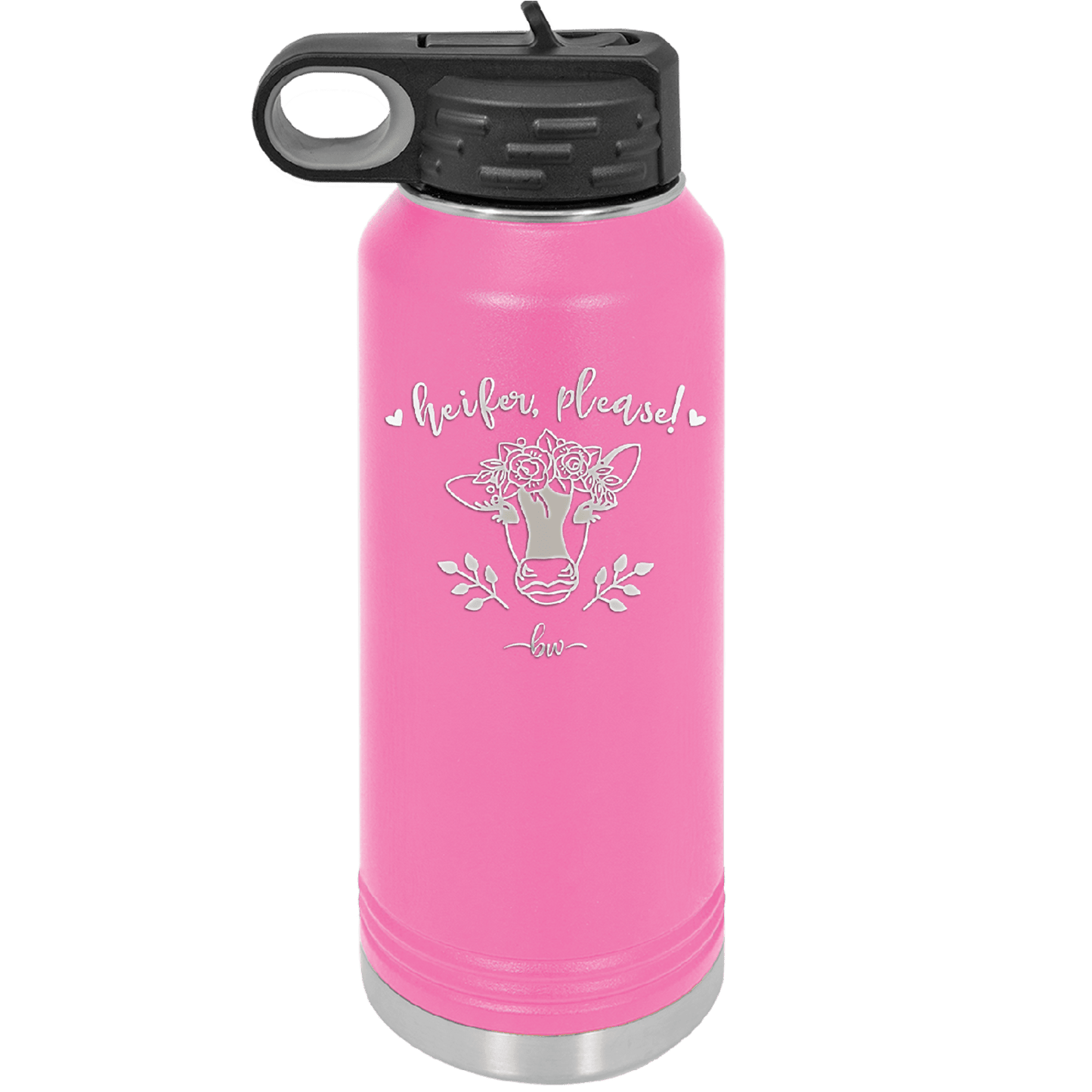 Heifer Please Floral - Laser Engraved Stainless Steel Drinkware - 1507 -