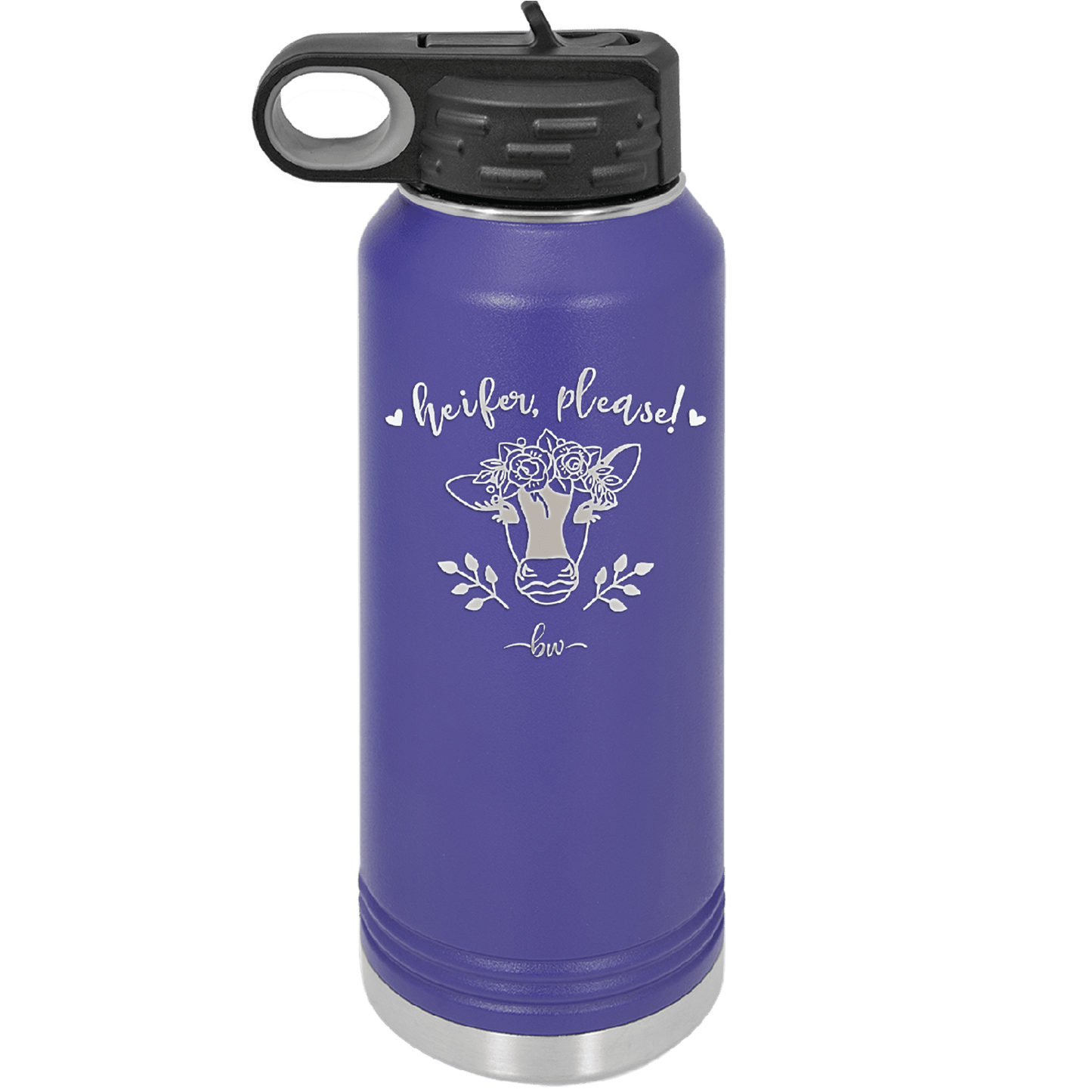 Heifer Please Floral - Laser Engraved Stainless Steel Drinkware - 1507 -