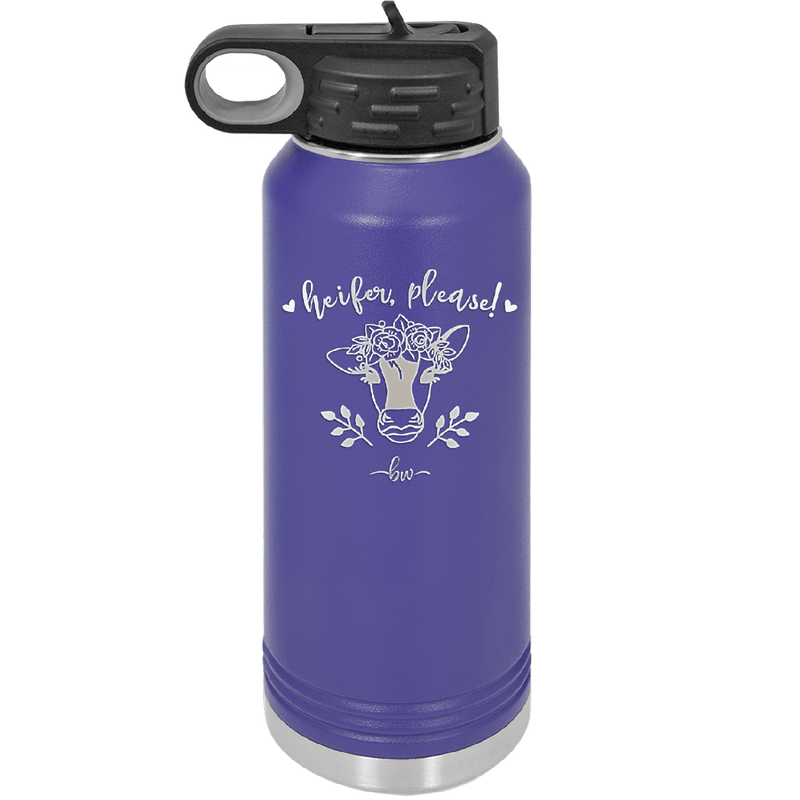 Heifer Please Floral - Laser Engraved Stainless Steel Drinkware - 1507 -