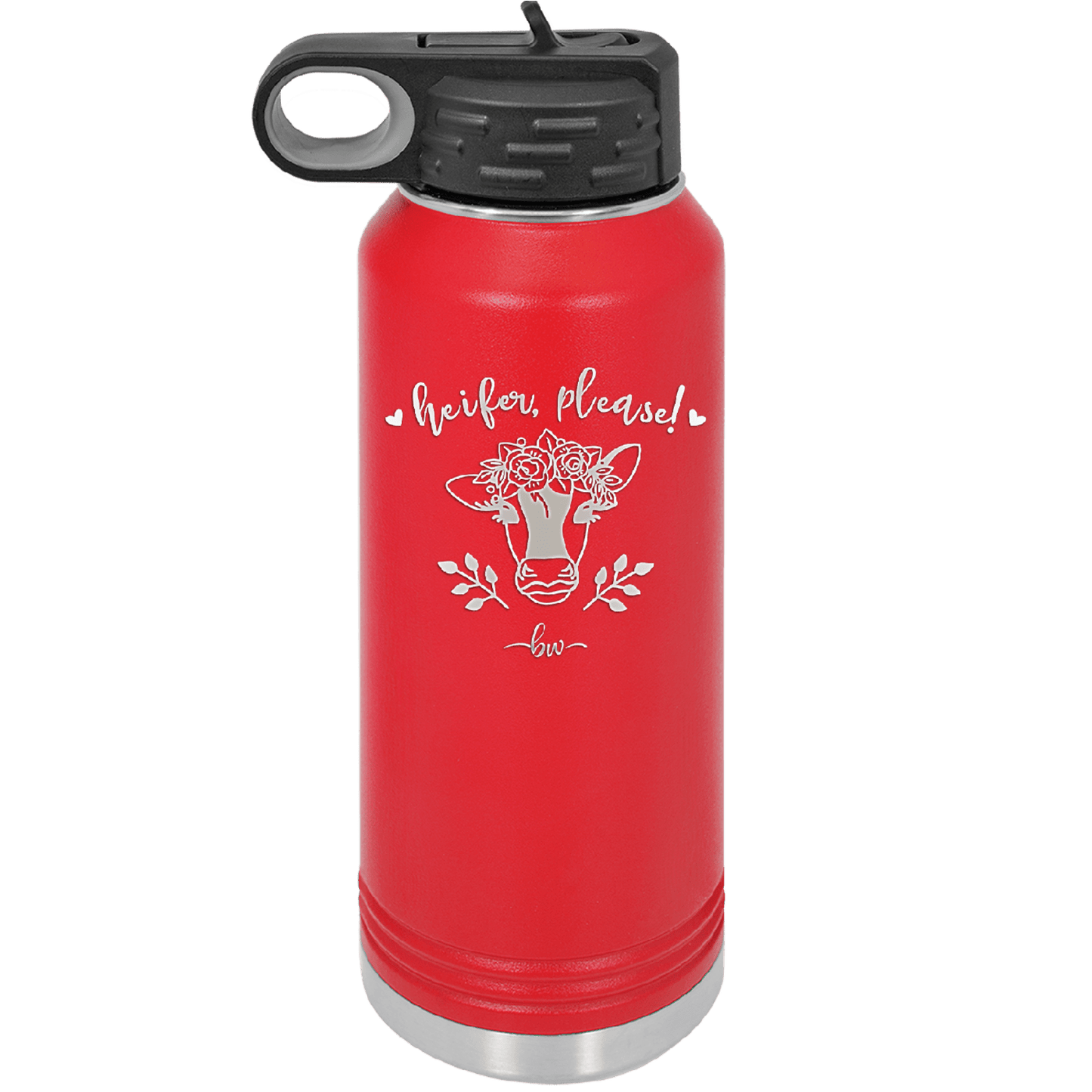 Heifer Please Floral - Laser Engraved Stainless Steel Drinkware - 1507 -