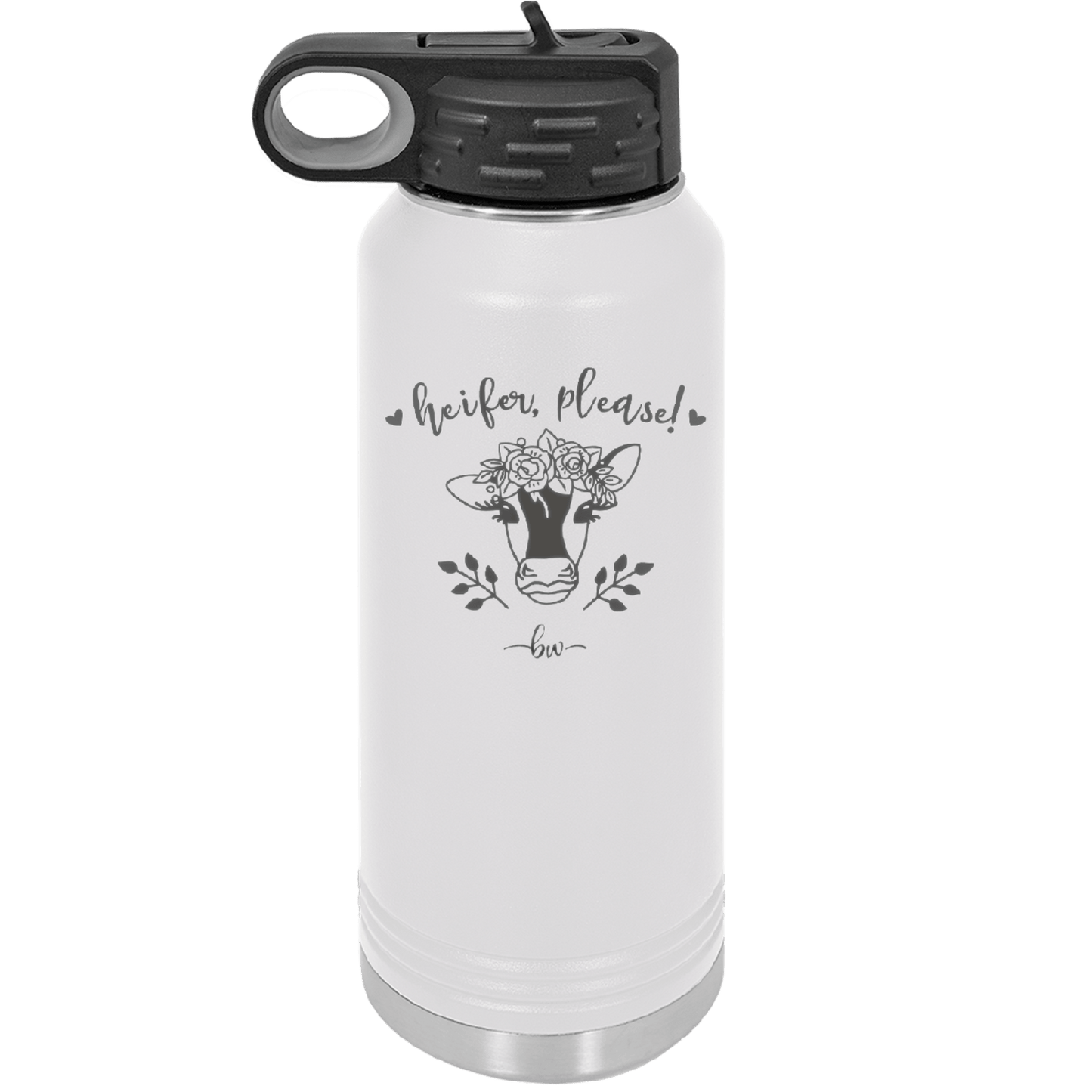 Heifer Please Floral - Laser Engraved Stainless Steel Drinkware - 1507 -