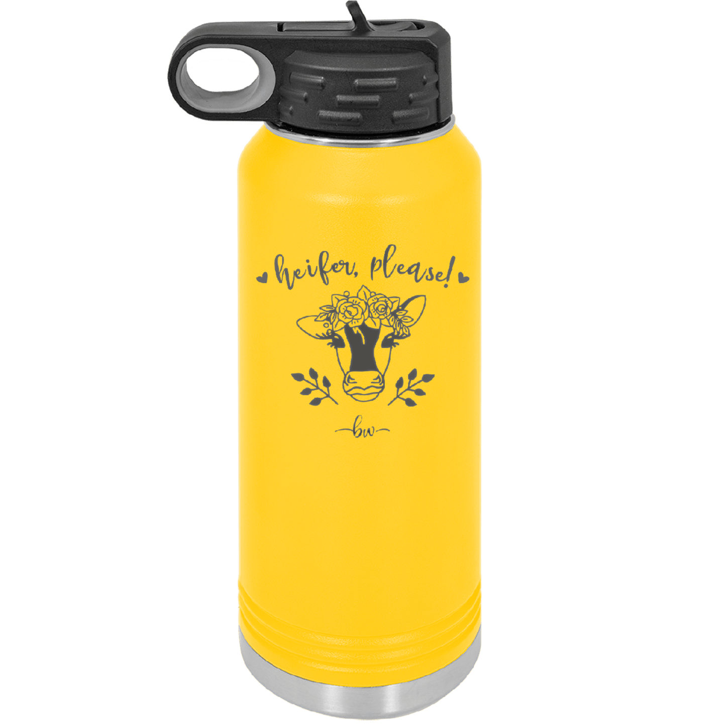 Heifer Please Floral - Laser Engraved Stainless Steel Drinkware - 1507 -