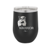 Breast Cancer Warrior Woman With Bow - Laser Engraved Stainless Steel Drinkware - 1519 -