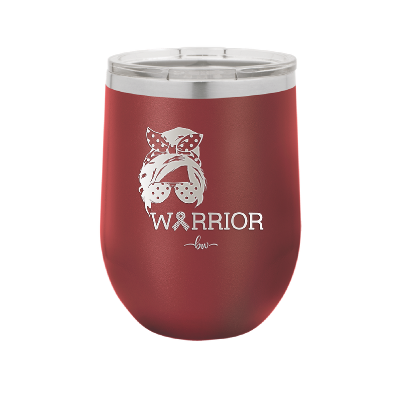 Breast Cancer Warrior Woman With Bow - Laser Engraved Stainless Steel Drinkware - 1519 -