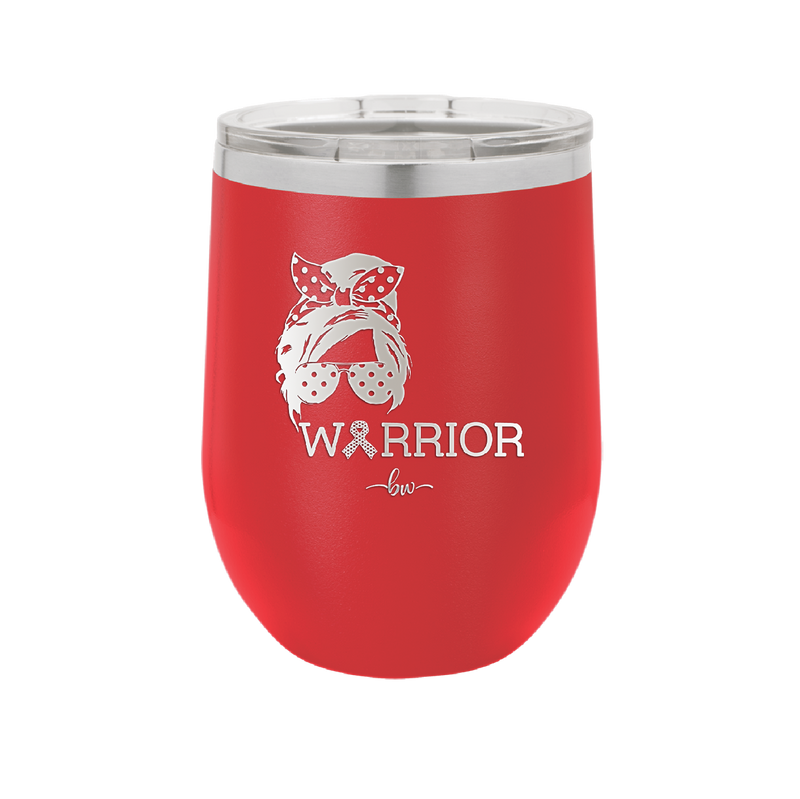Breast Cancer Warrior Woman With Bow - Laser Engraved Stainless Steel Drinkware - 1519 -