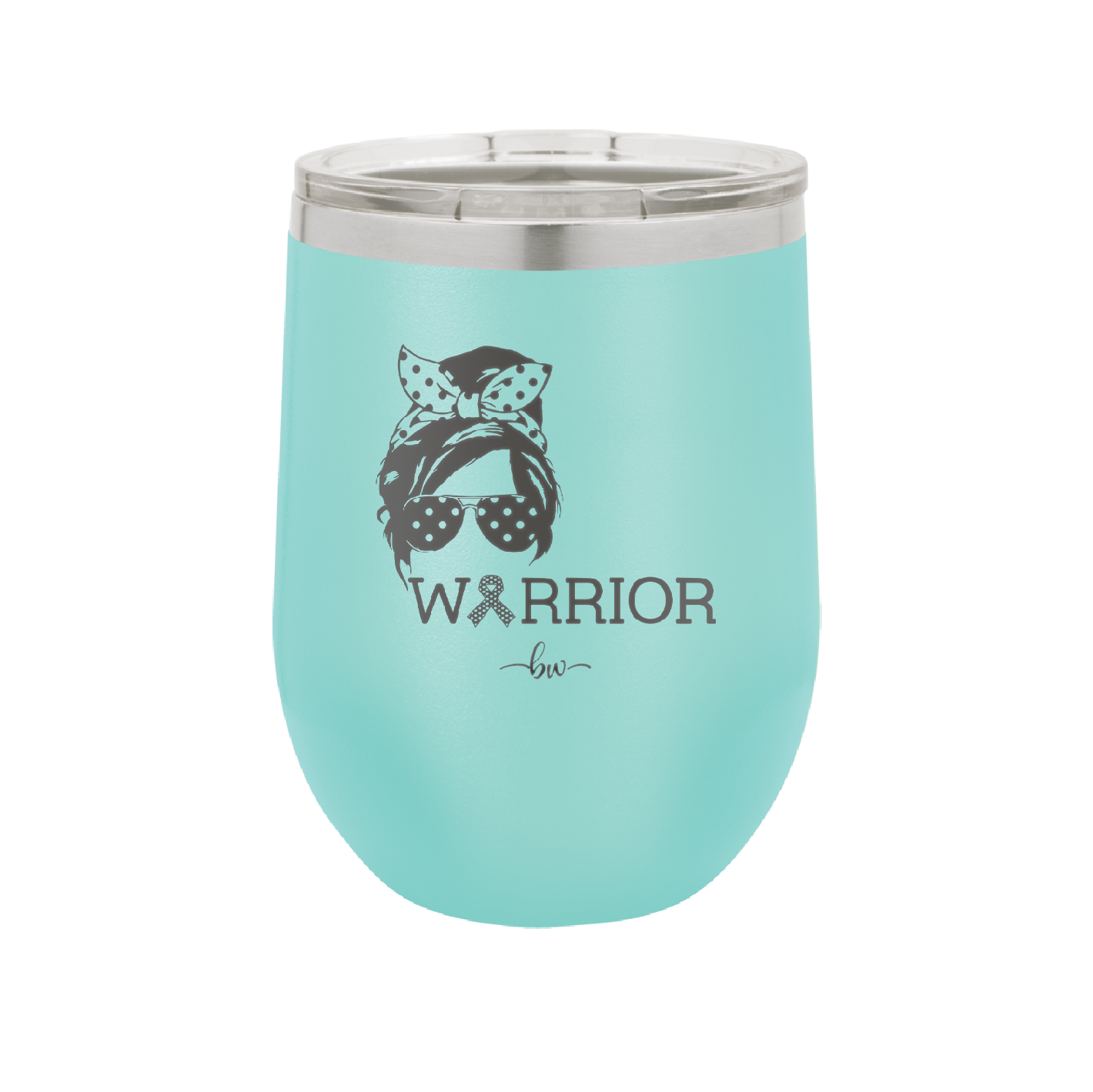 Breast Cancer Warrior Woman With Bow - Laser Engraved Stainless Steel Drinkware - 1519 -