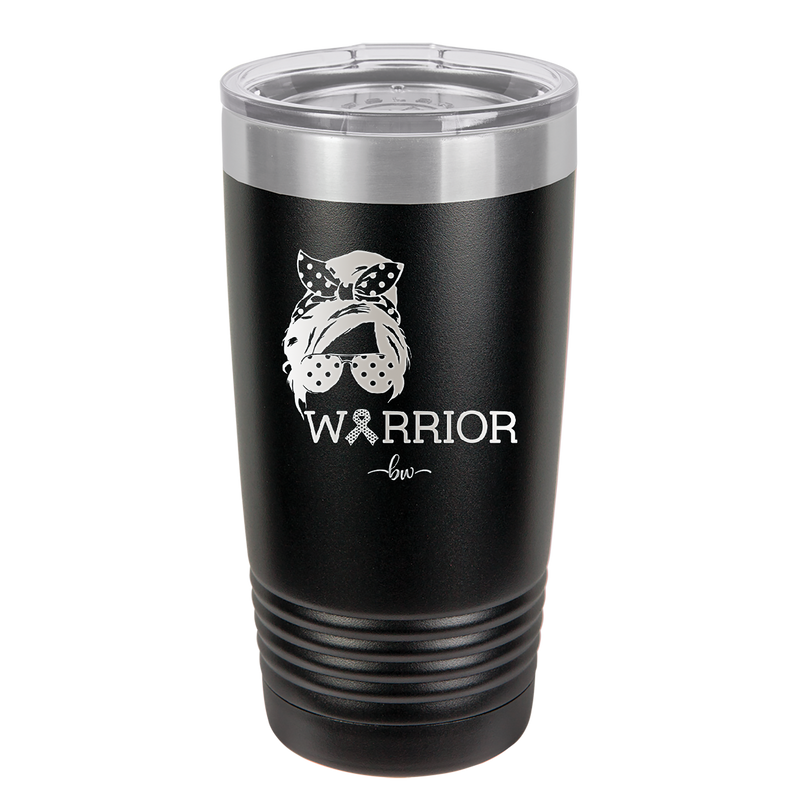 Breast Cancer Warrior Woman With Bow - Laser Engraved Stainless Steel Drinkware - 1519 -