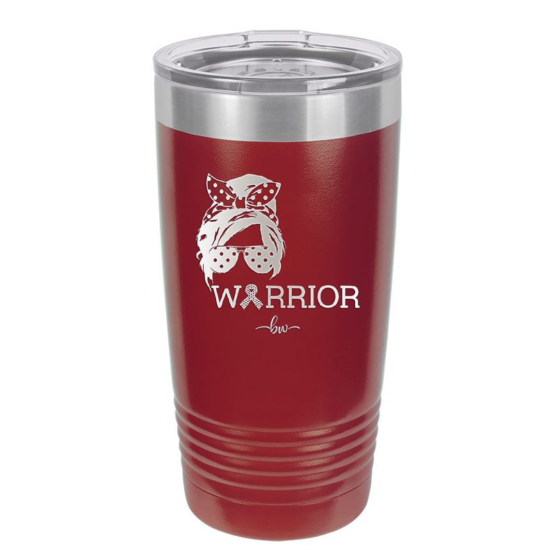 Breast Cancer Warrior Woman With Bow - Laser Engraved Stainless Steel Drinkware - 1519 -