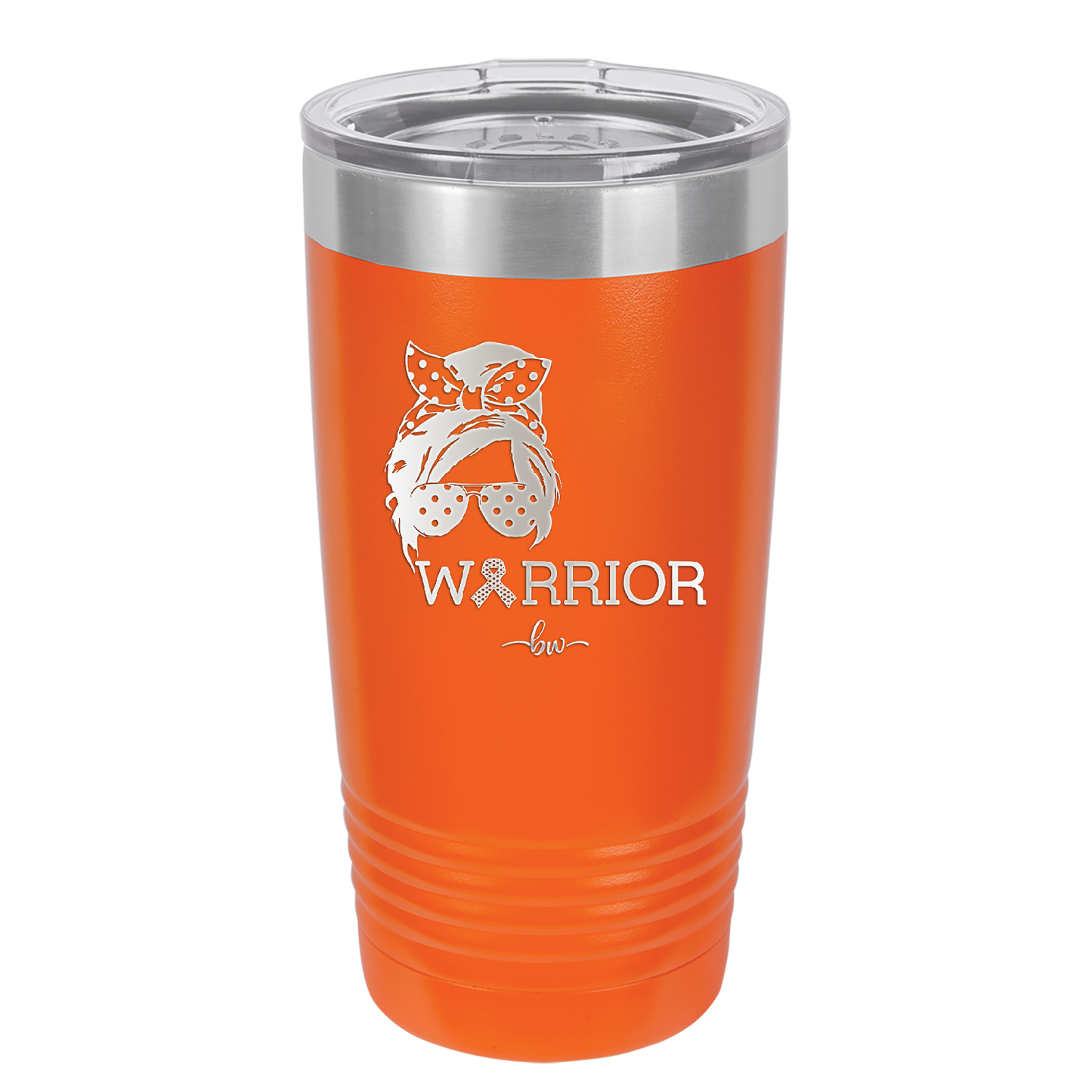 Breast Cancer Warrior Woman With Bow - Laser Engraved Stainless Steel Drinkware - 1519 -