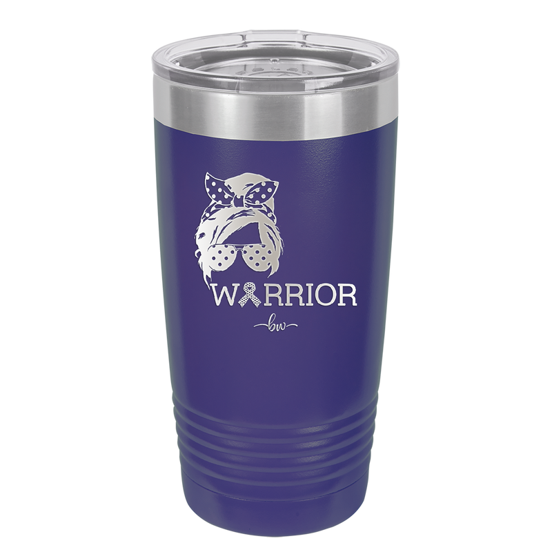 Breast Cancer Warrior Woman With Bow - Laser Engraved Stainless Steel Drinkware - 1519 -
