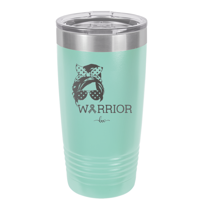 Breast Cancer Warrior Woman With Bow - Laser Engraved Stainless Steel Drinkware - 1519 -