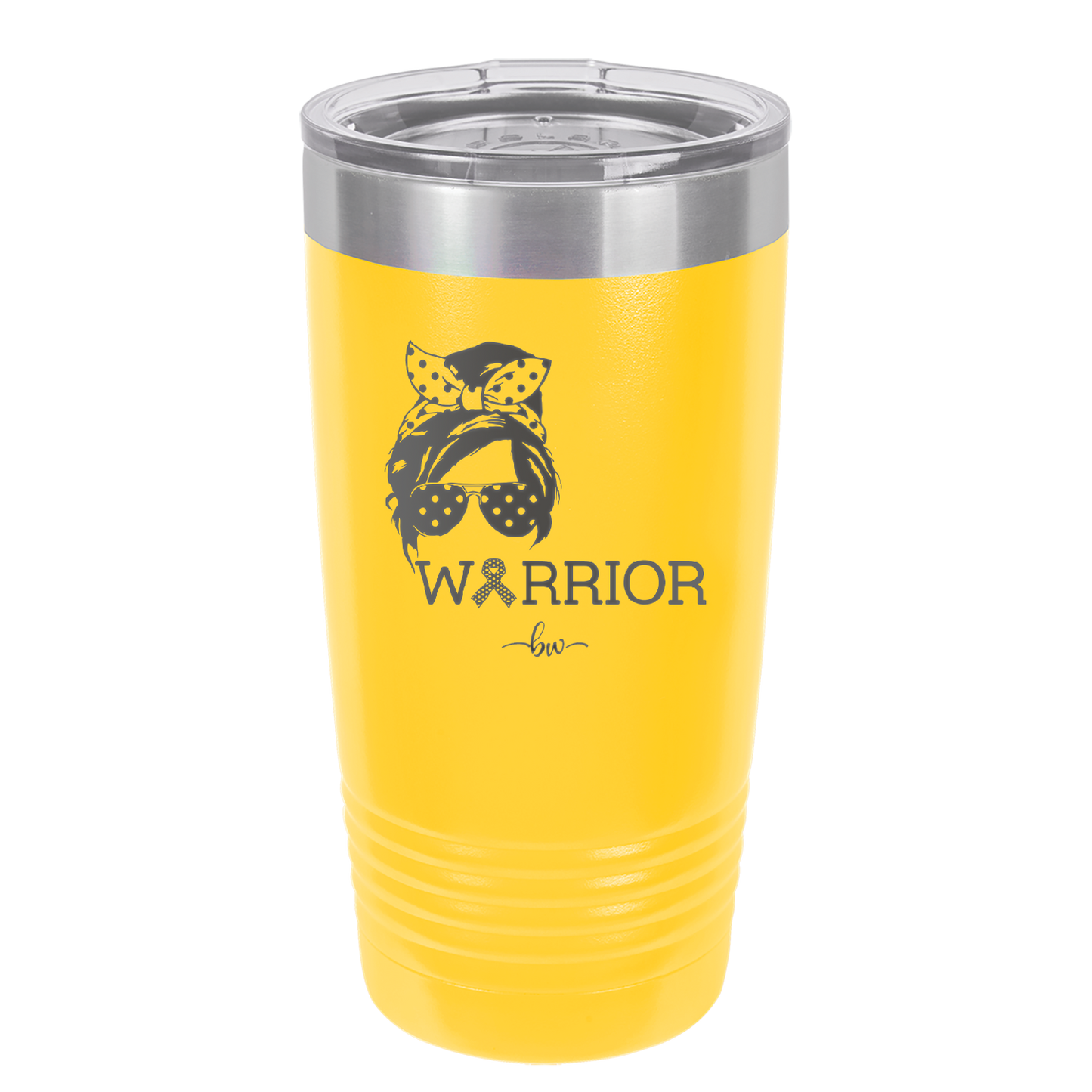 Breast Cancer Warrior Woman With Bow - Laser Engraved Stainless Steel Drinkware - 1519 -