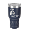 Breast Cancer Warrior Woman With Bow - Laser Engraved Stainless Steel Drinkware - 1519 -