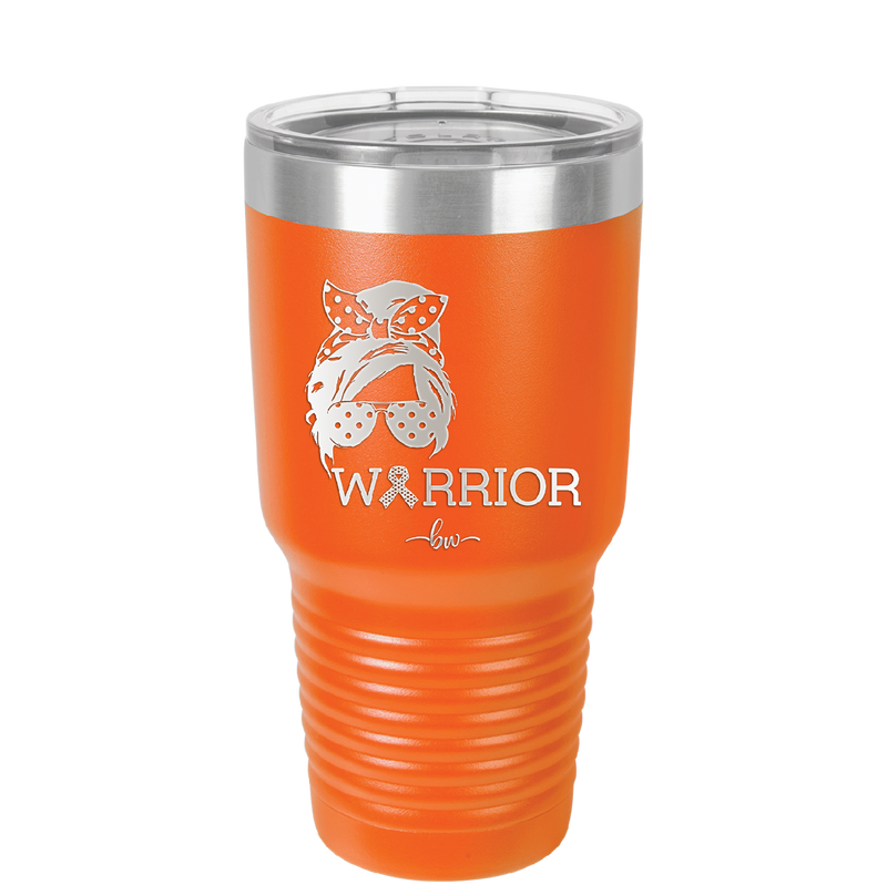 Breast Cancer Warrior Woman With Bow - Laser Engraved Stainless Steel Drinkware - 1519 -