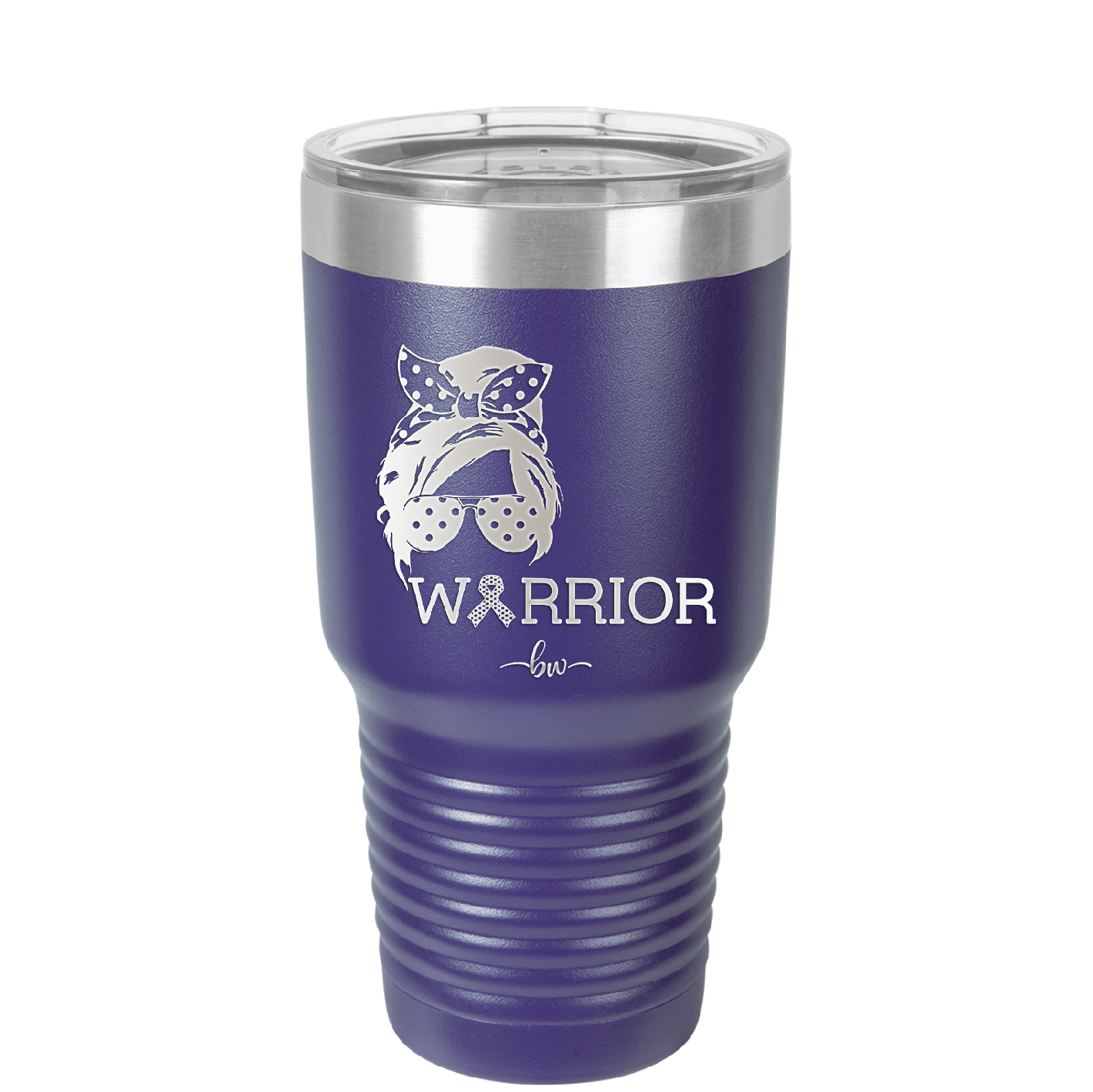 Breast Cancer Warrior Woman With Bow - Laser Engraved Stainless Steel Drinkware - 1519 -