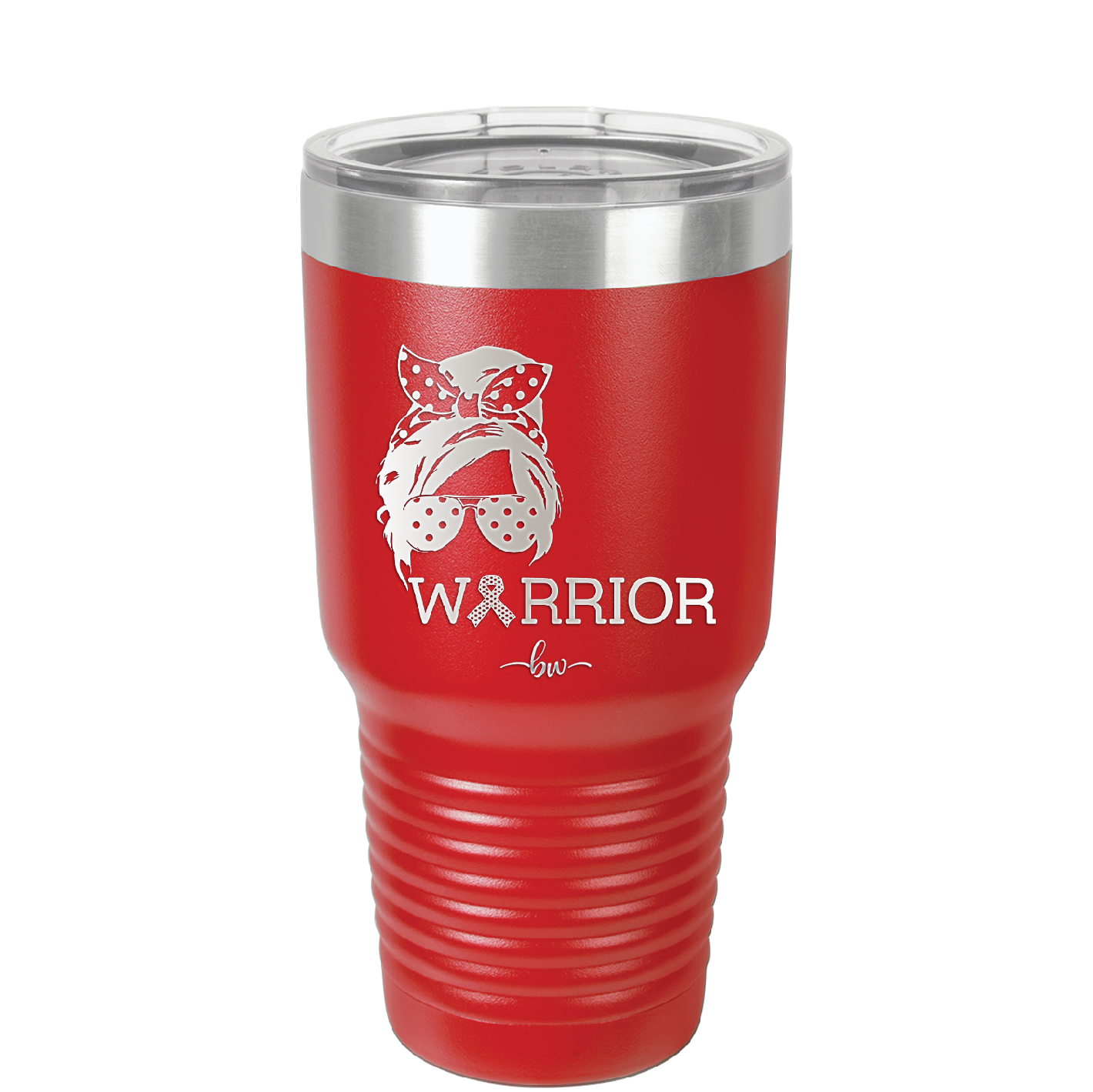 Breast Cancer Warrior Woman With Bow - Laser Engraved Stainless Steel Drinkware - 1519 -