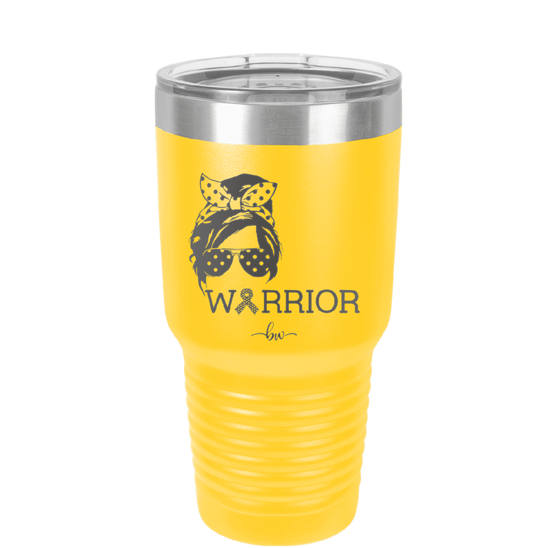 Breast Cancer Warrior Woman With Bow - Laser Engraved Stainless Steel Drinkware - 1519 -