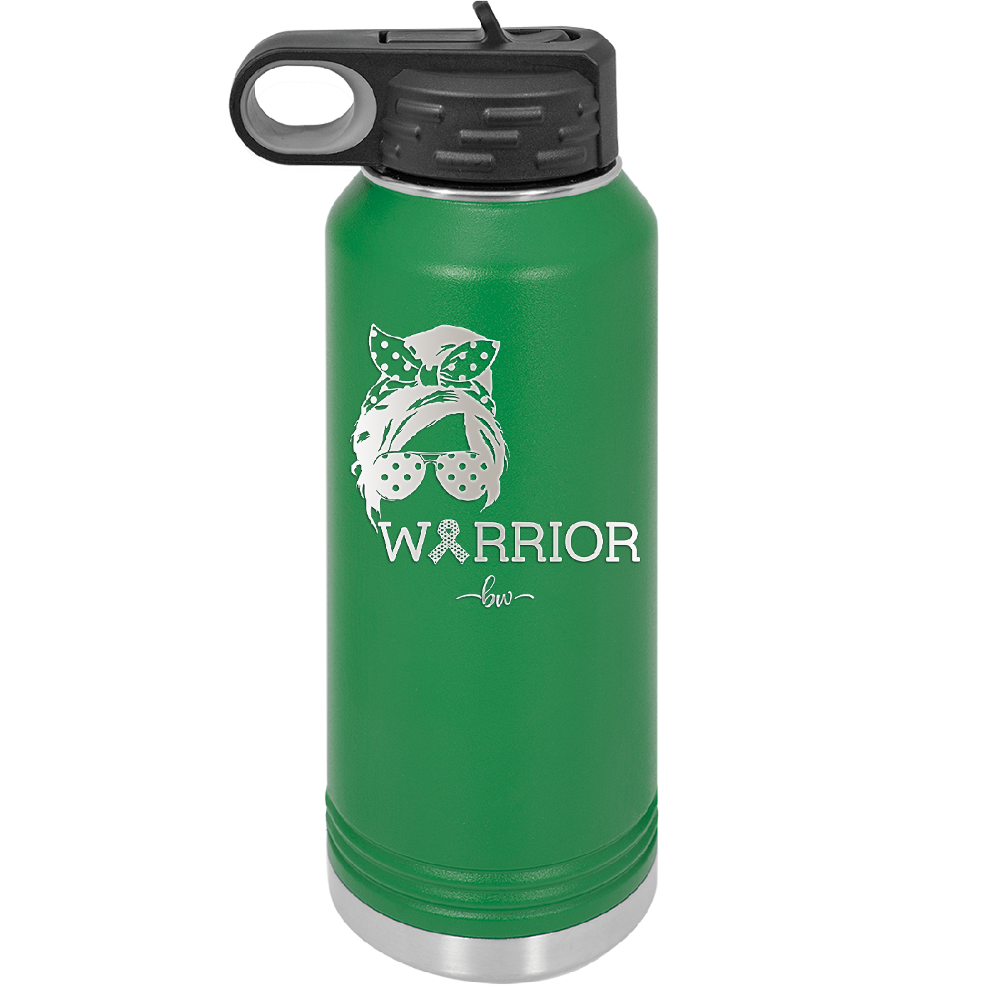 Breast Cancer Warrior Woman With Bow - Laser Engraved Stainless Steel Drinkware - 1519 -