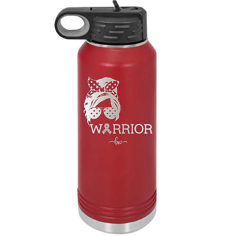 Breast Cancer Warrior Woman With Bow - Laser Engraved Stainless Steel Drinkware - 1519 -