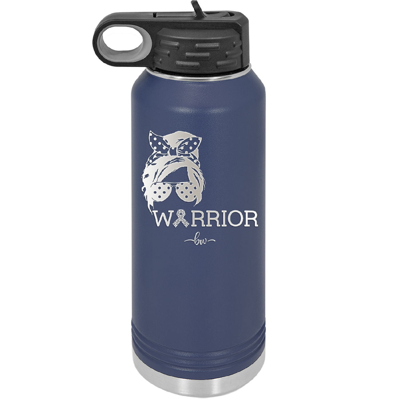 Breast Cancer Warrior Woman With Bow - Laser Engraved Stainless Steel Drinkware - 1519 -