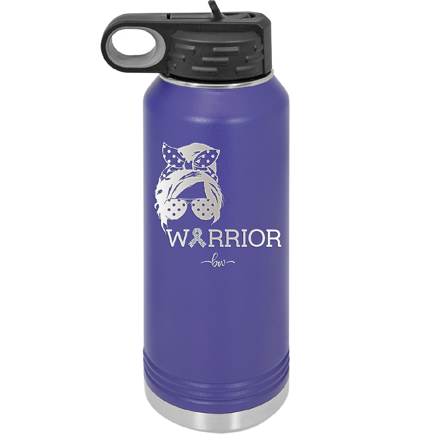 Breast Cancer Warrior Woman With Bow - Laser Engraved Stainless Steel Drinkware - 1519 -