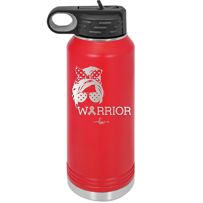 Breast Cancer Warrior Woman With Bow - Laser Engraved Stainless Steel Drinkware - 1519 -