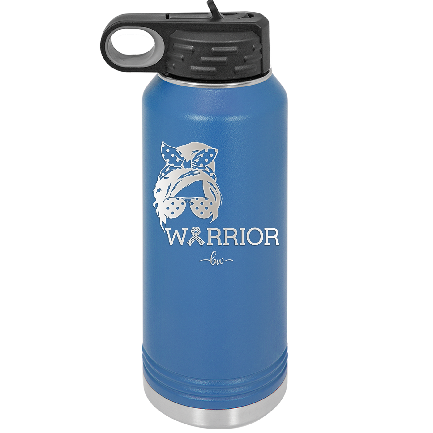 Breast Cancer Warrior Woman With Bow - Laser Engraved Stainless Steel Drinkware - 1519 -