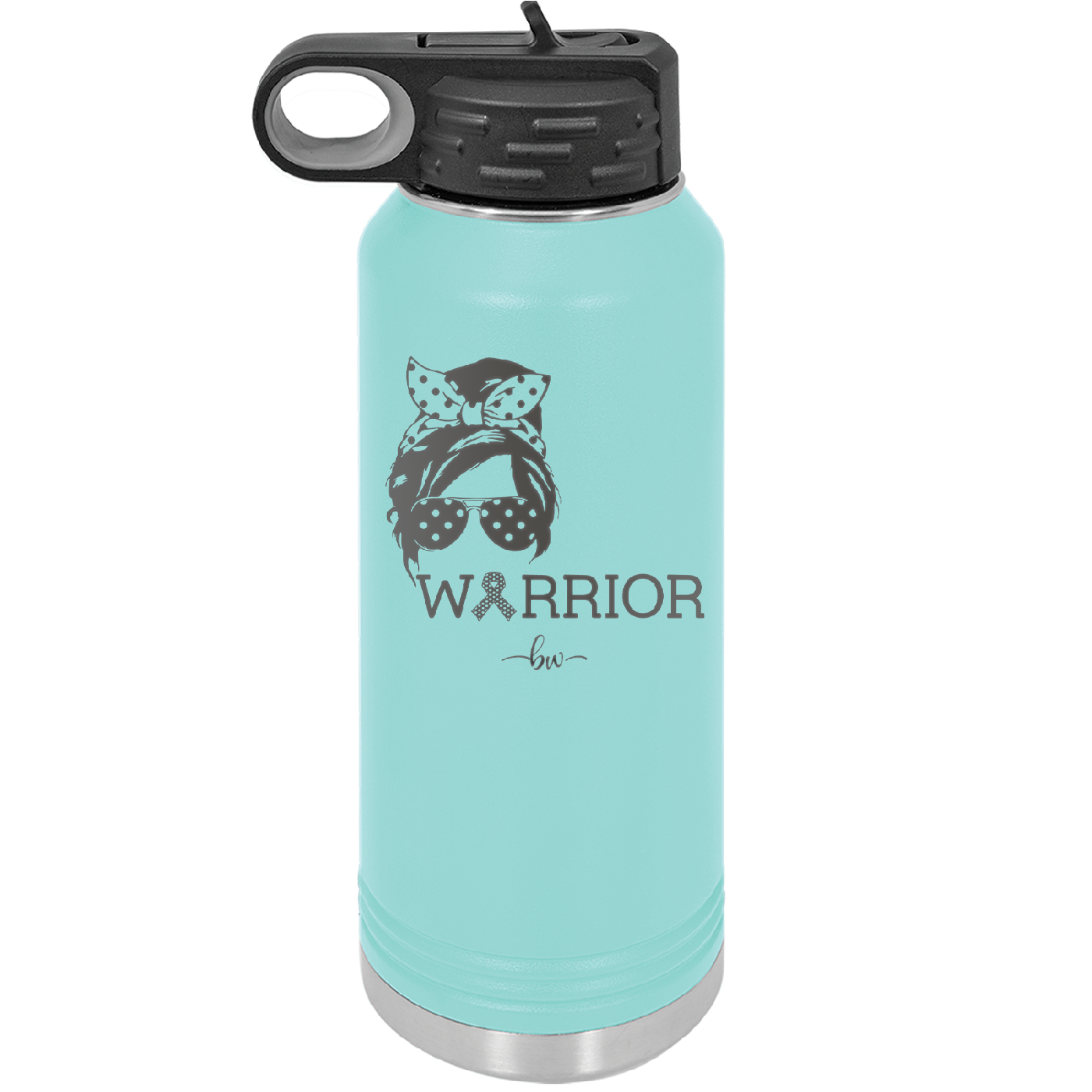 Breast Cancer Warrior Woman With Bow - Laser Engraved Stainless Steel Drinkware - 1519 -