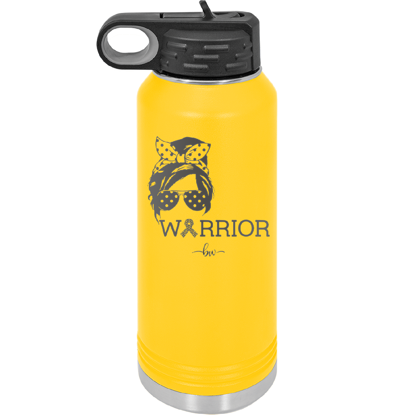 Breast Cancer Warrior Woman With Bow - Laser Engraved Stainless Steel Drinkware - 1519 -