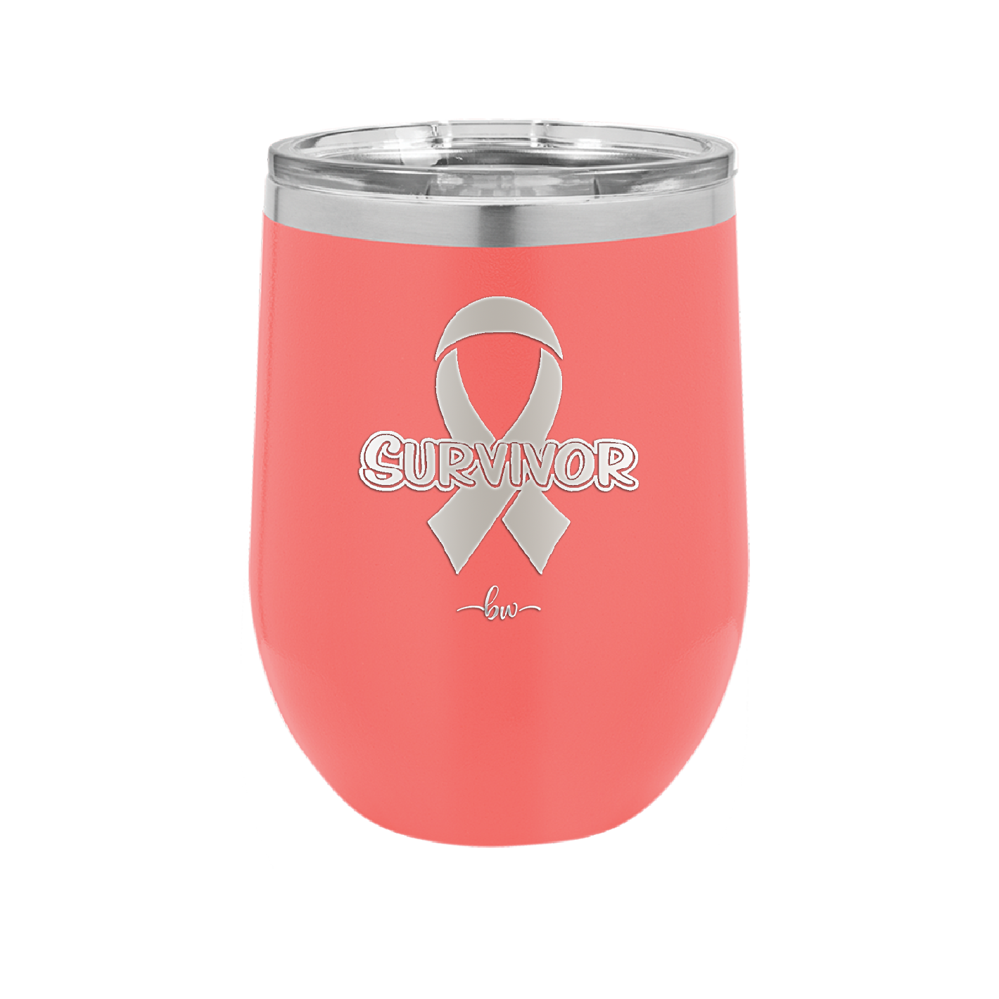 Breast Cancer Survivor Ribbon - Laser Engraved Stainless Steel Drinkware - 1522 -
