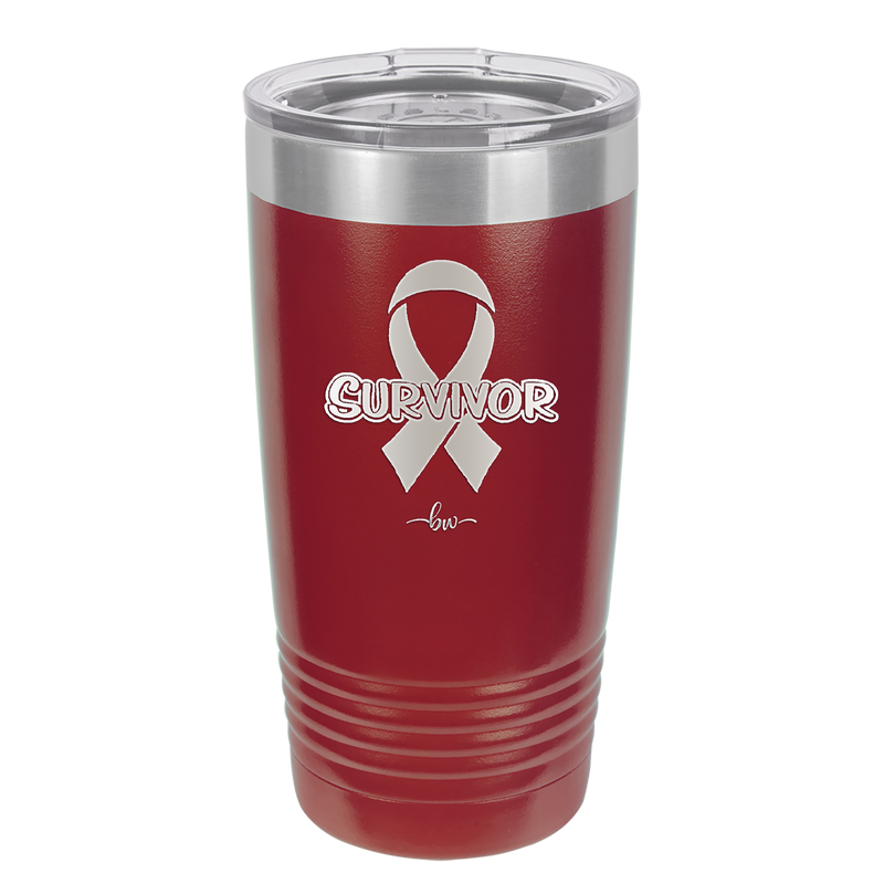 Breast Cancer Survivor Ribbon - Laser Engraved Stainless Steel Drinkware - 1522 -