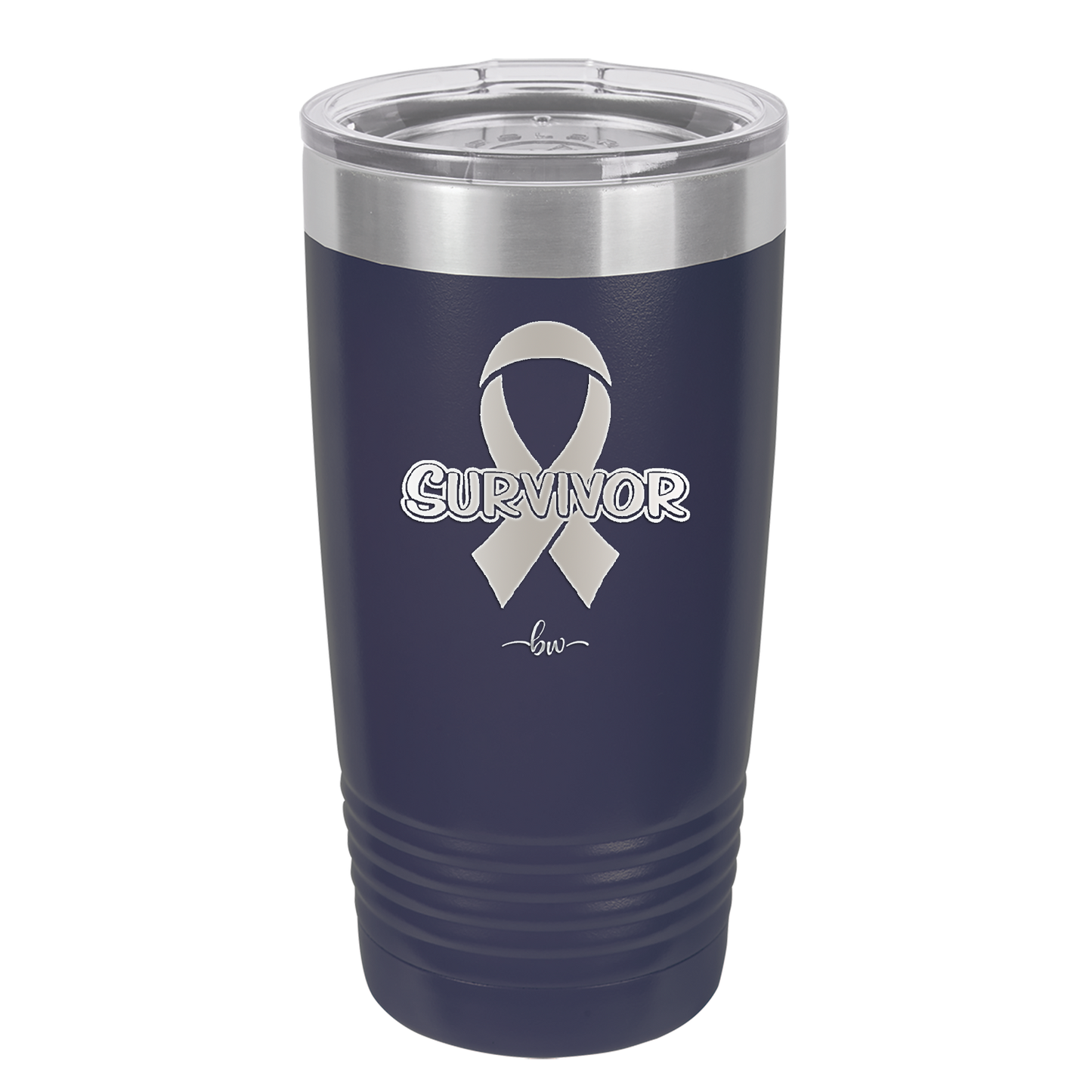 Breast Cancer Survivor Ribbon - Laser Engraved Stainless Steel Drinkware - 1522 -