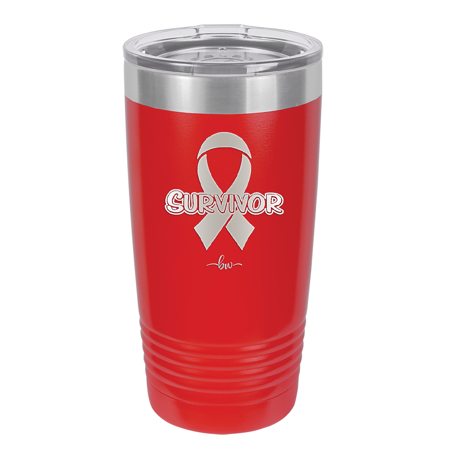 Breast Cancer Survivor Ribbon - Laser Engraved Stainless Steel Drinkware - 1522 -