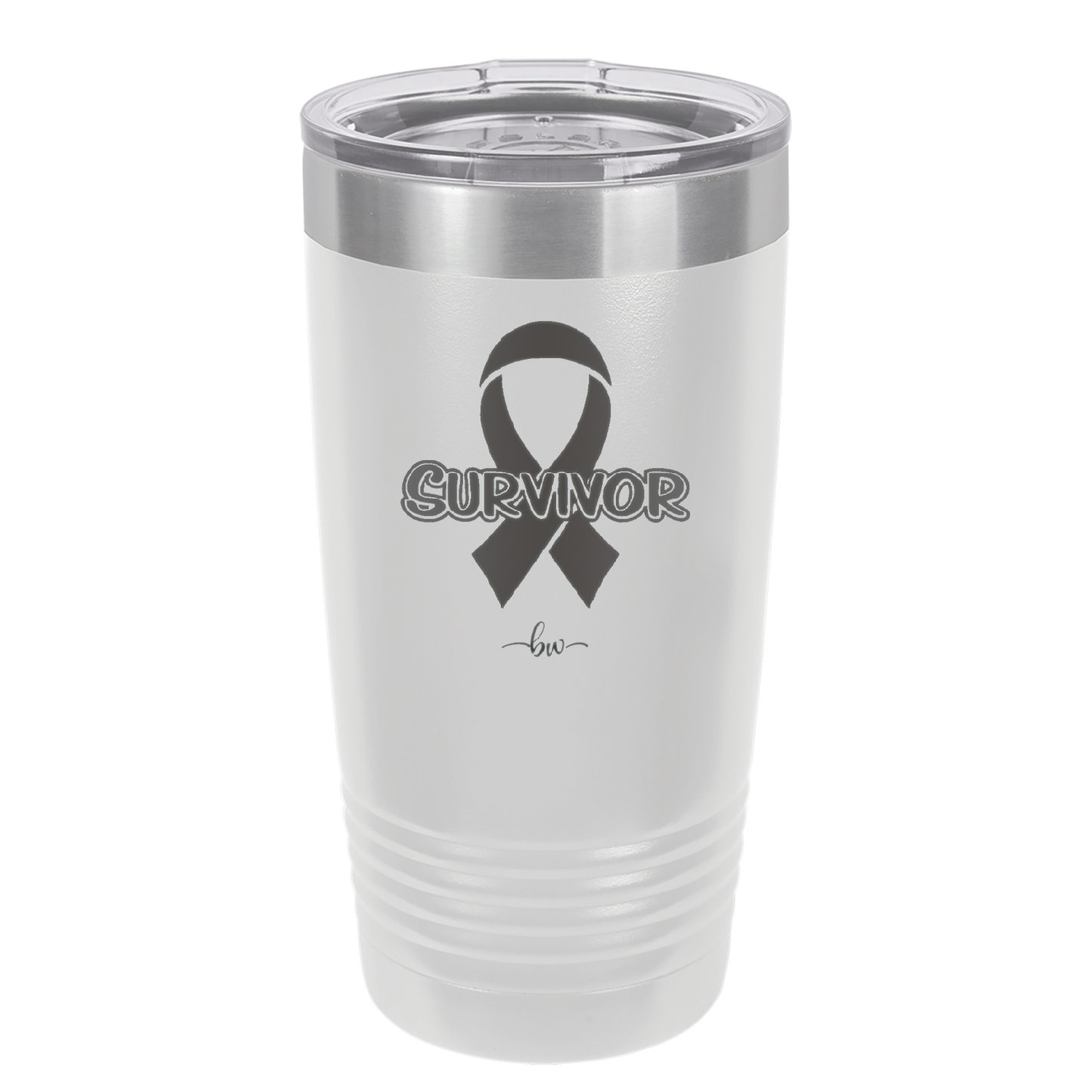 Breast Cancer Survivor Ribbon - Laser Engraved Stainless Steel Drinkware - 1522 -