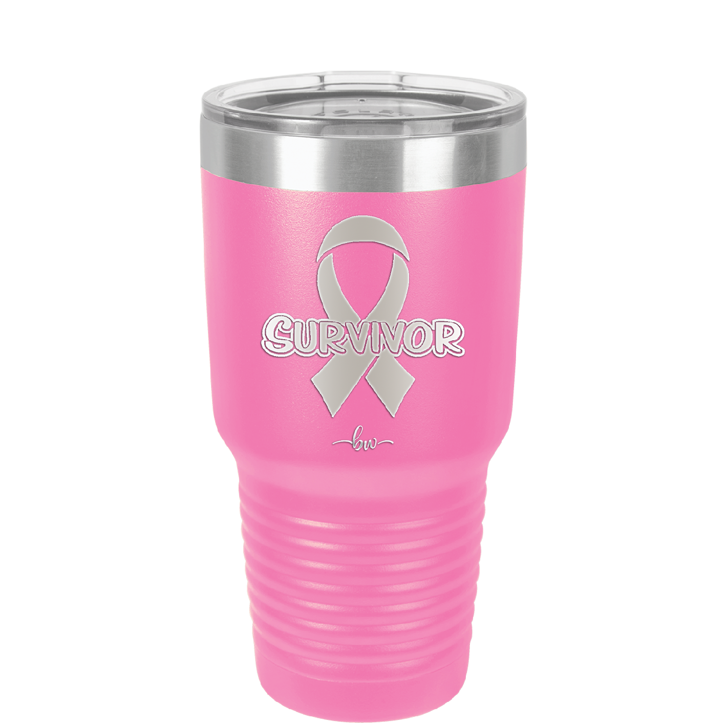 Breast Cancer Survivor Ribbon - Laser Engraved Stainless Steel Drinkware - 1522 -
