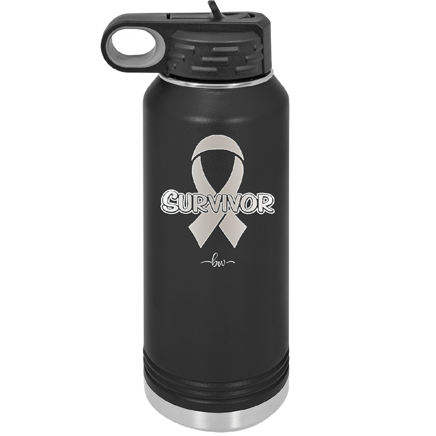 Breast Cancer Survivor Ribbon - Laser Engraved Stainless Steel Drinkware - 1522 -