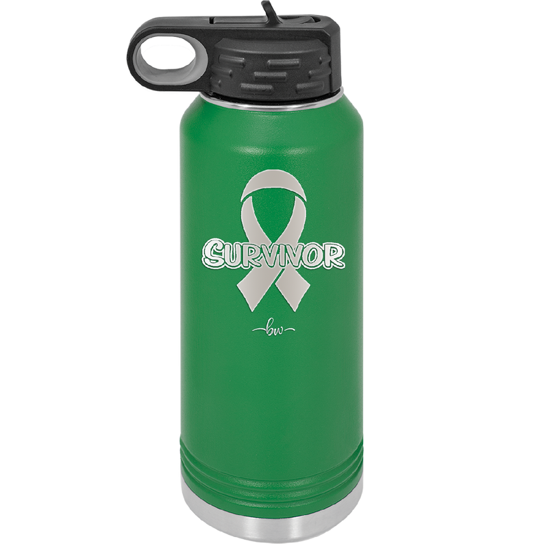 Breast Cancer Survivor Ribbon - Laser Engraved Stainless Steel Drinkware - 1522 -