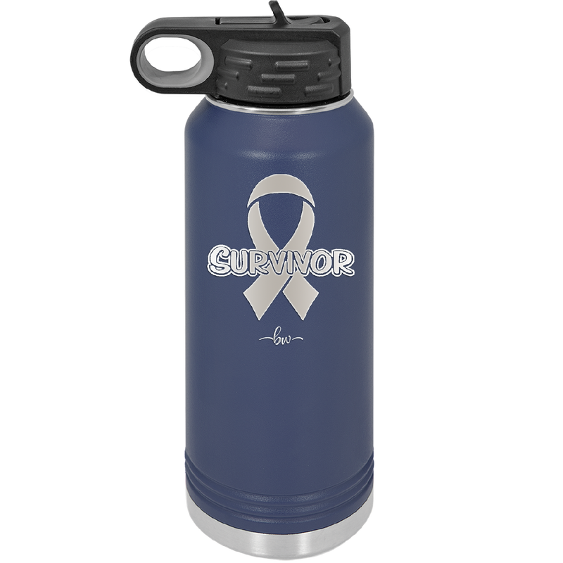 Breast Cancer Survivor Ribbon - Laser Engraved Stainless Steel Drinkware - 1522 -