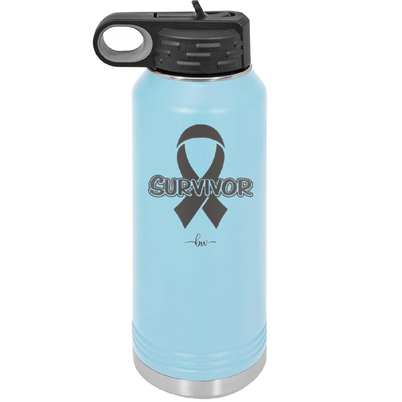 Breast Cancer Survivor Ribbon - Laser Engraved Stainless Steel Drinkware - 1522 -