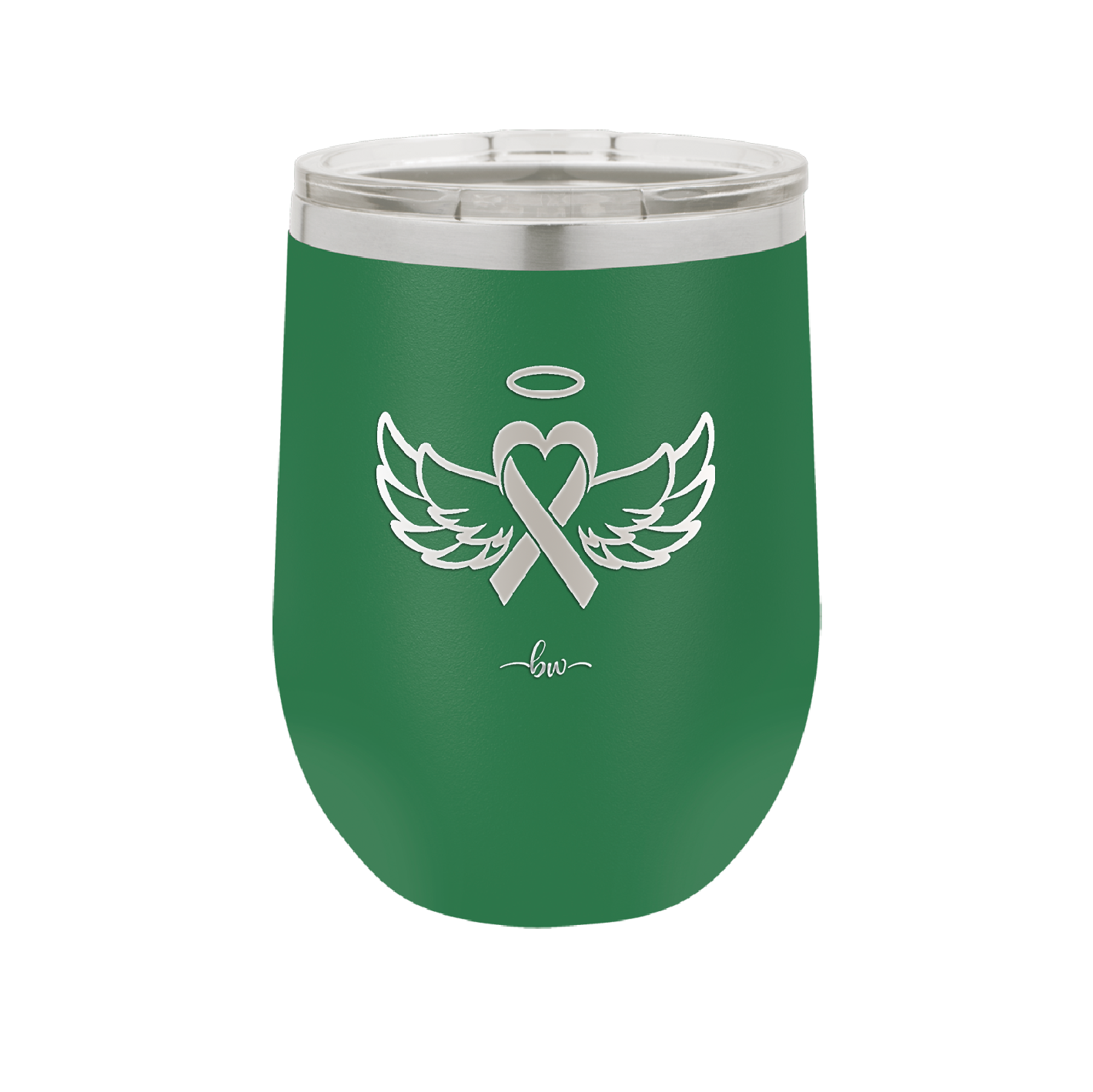 Breast Cancer Ribbon Wings Halo - Laser Engraved Stainless Steel Drinkware - 1523 -