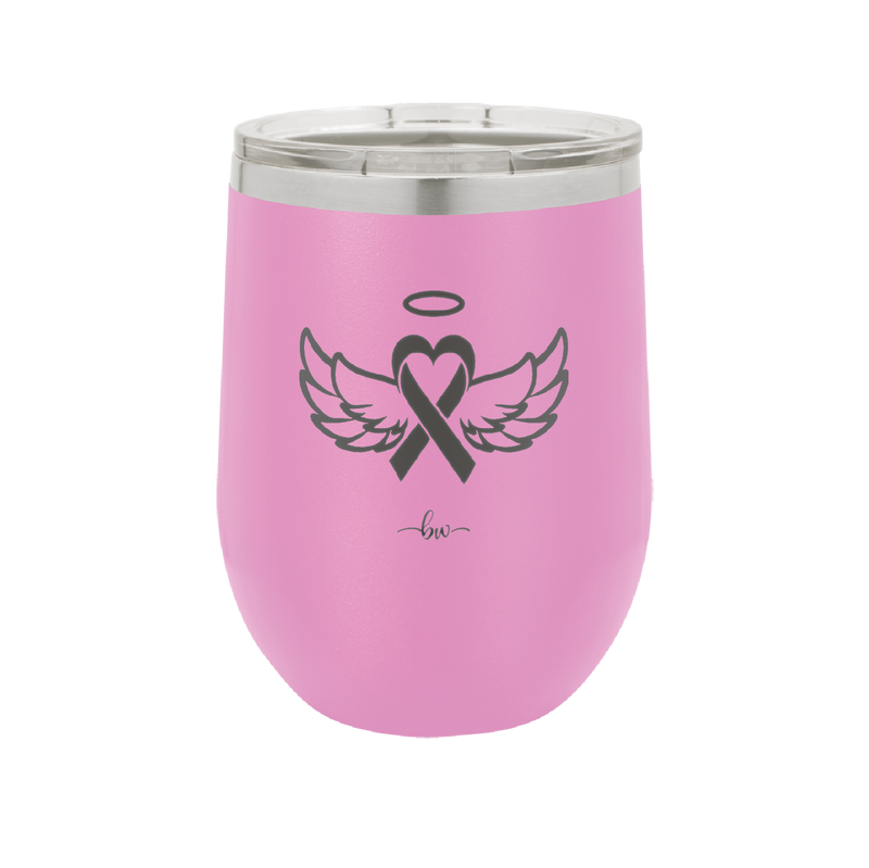 Breast Cancer Ribbon Wings Halo - Laser Engraved Stainless Steel Drinkware - 1523 -