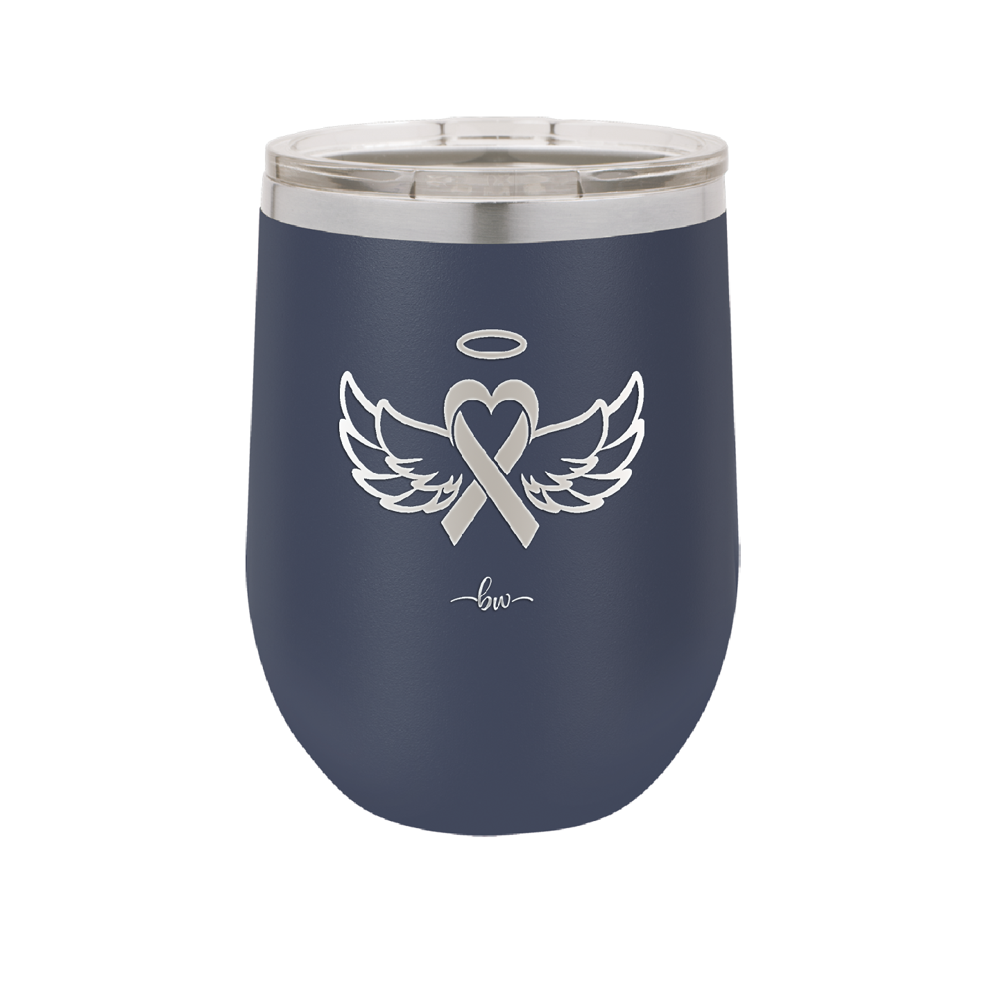 Breast Cancer Ribbon Wings Halo - Laser Engraved Stainless Steel Drinkware - 1523 -