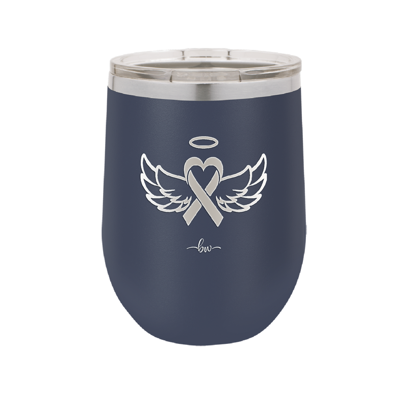 Breast Cancer Ribbon Wings Halo - Laser Engraved Stainless Steel Drinkware - 1523 -