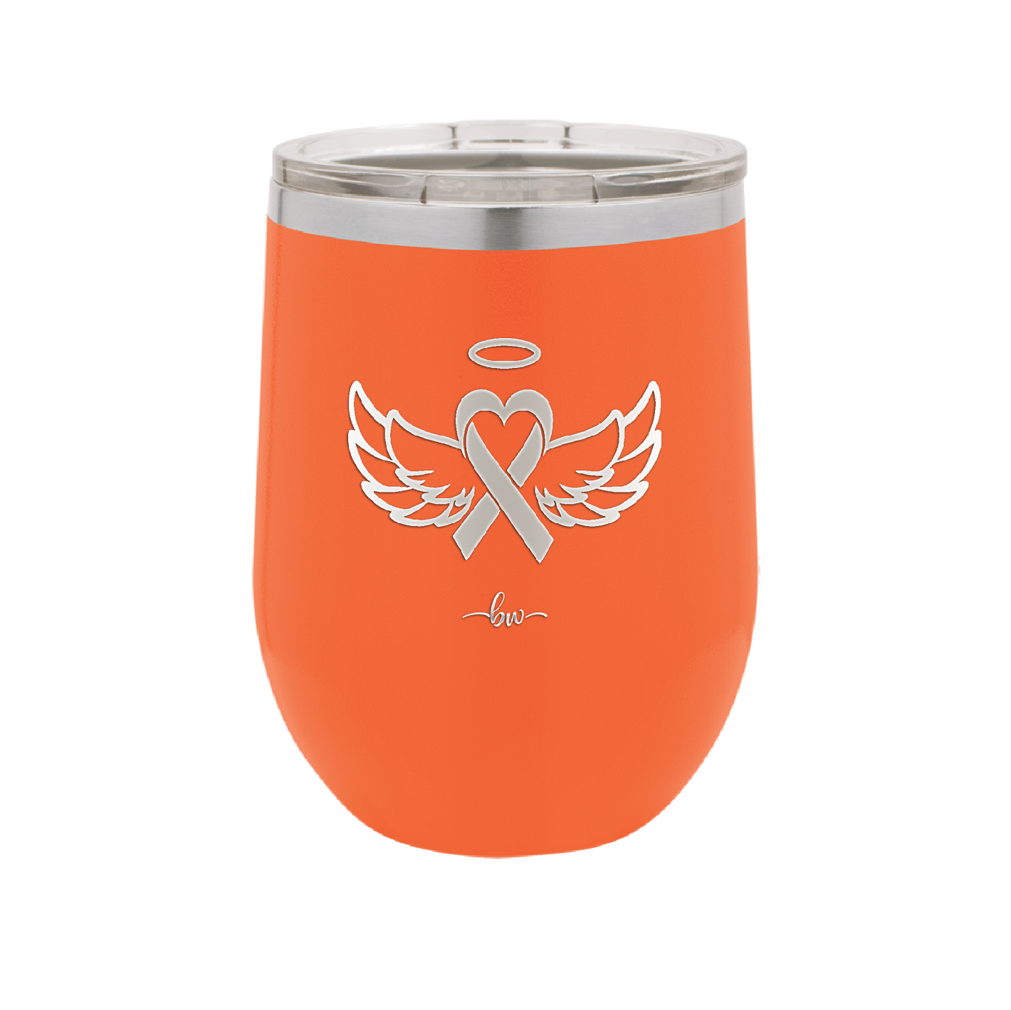 Breast Cancer Ribbon Wings Halo - Laser Engraved Stainless Steel Drinkware - 1523 -