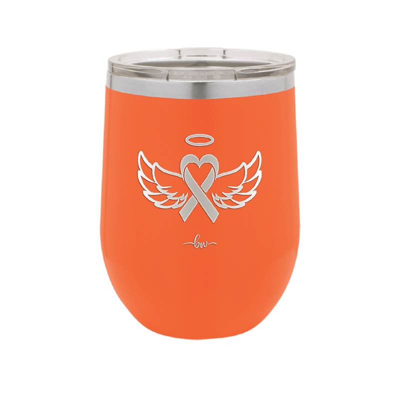 Breast Cancer Ribbon Wings Halo - Laser Engraved Stainless Steel Drinkware - 1523 -