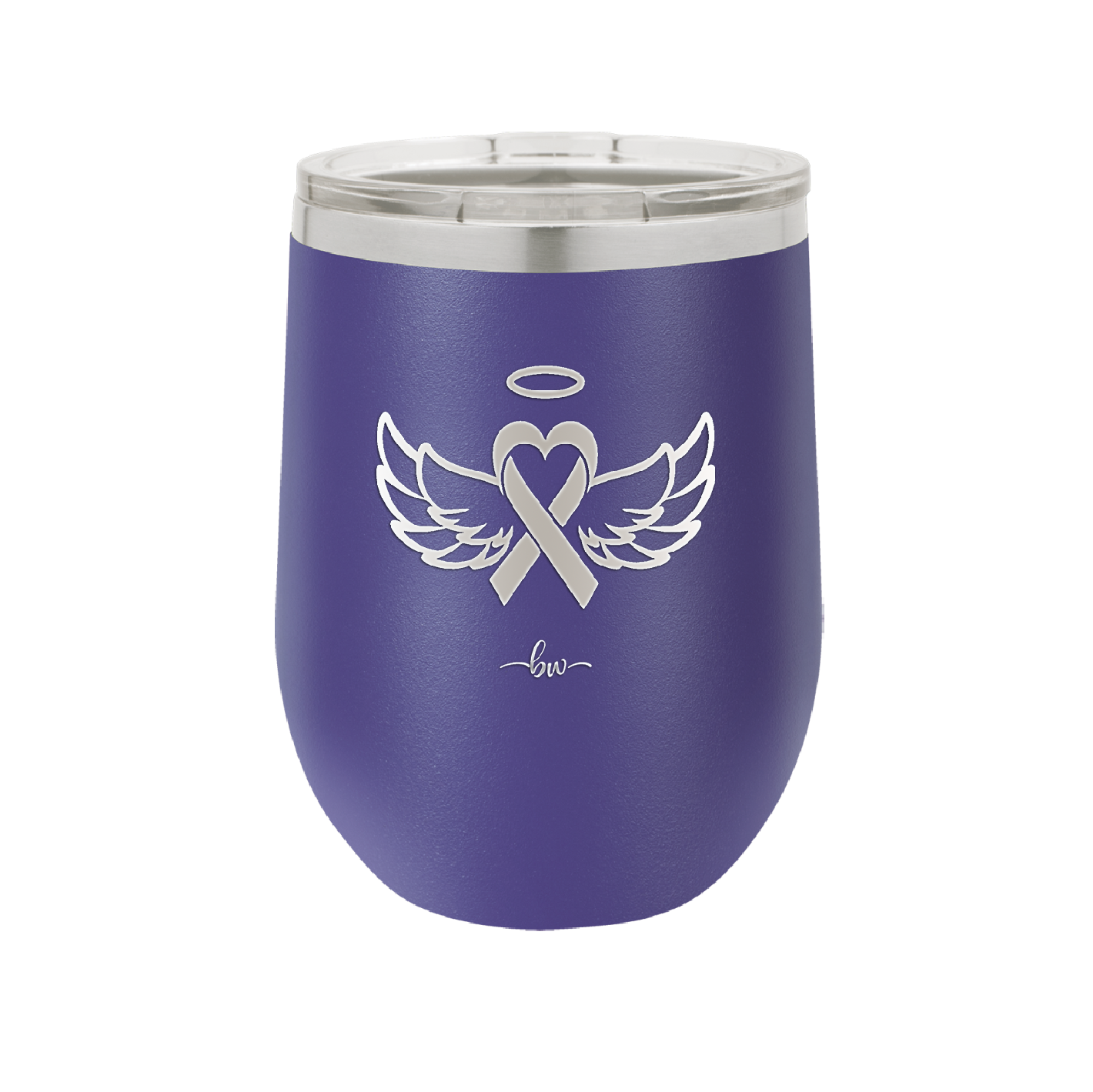 Breast Cancer Ribbon Wings Halo - Laser Engraved Stainless Steel Drinkware - 1523 -