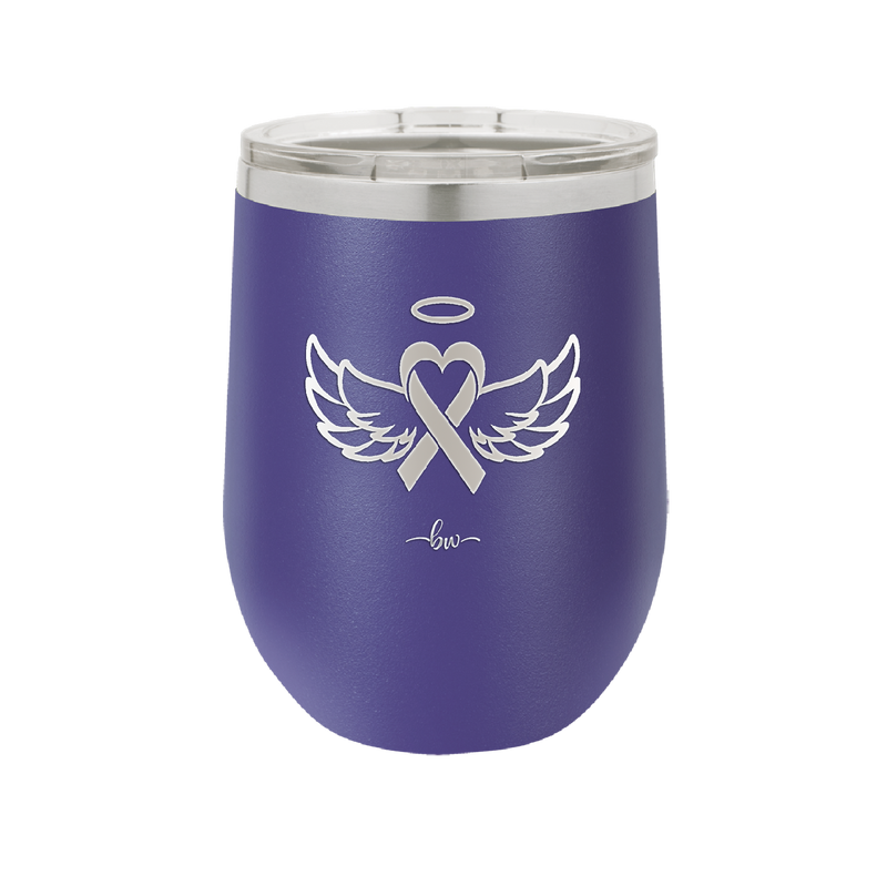 Breast Cancer Ribbon Wings Halo - Laser Engraved Stainless Steel Drinkware - 1523 -