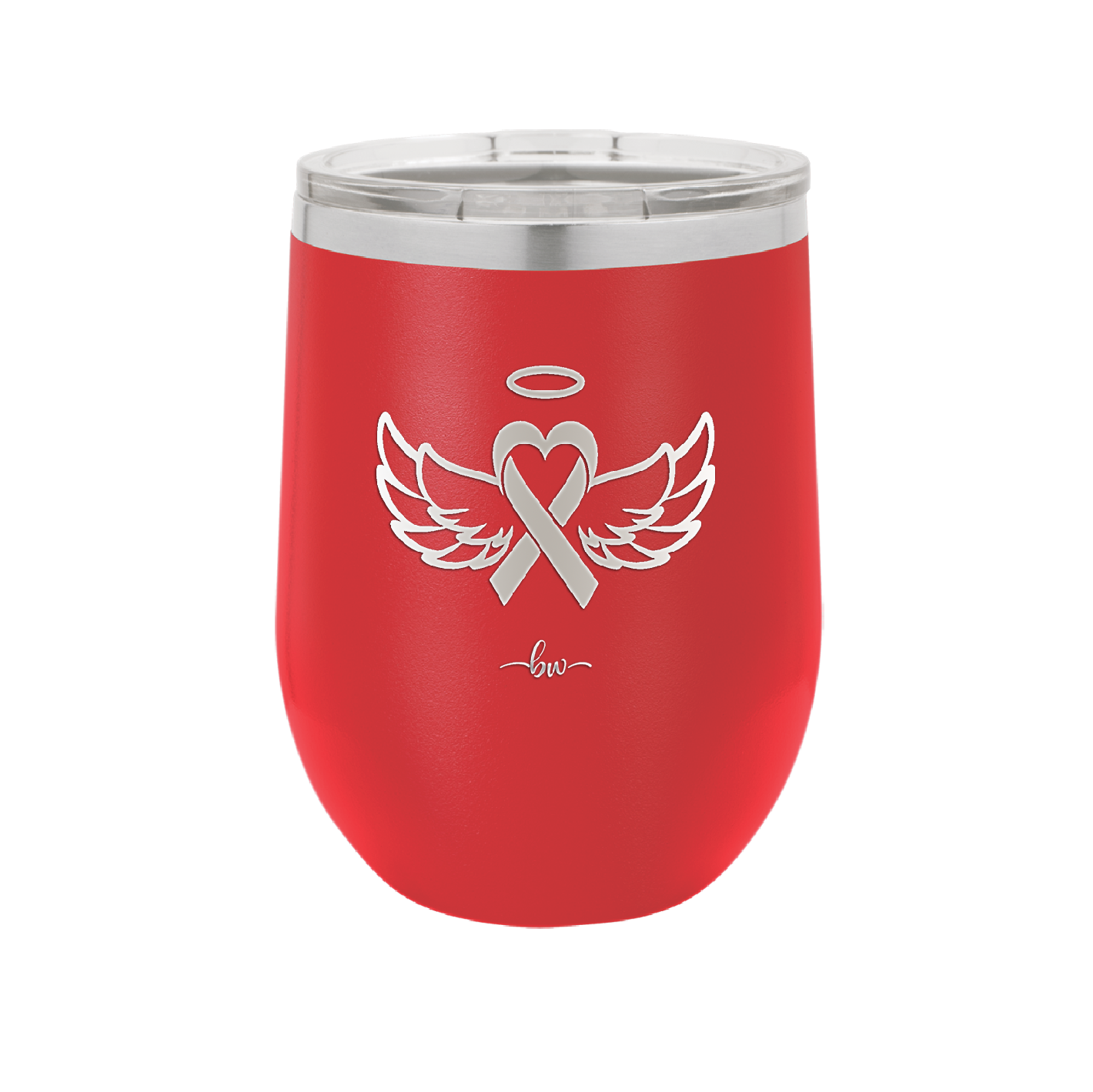 Breast Cancer Ribbon Wings Halo - Laser Engraved Stainless Steel Drinkware - 1523 -